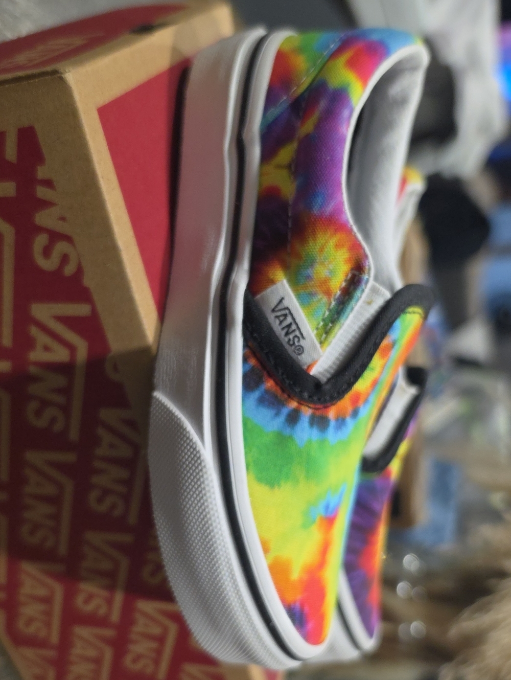 Vans Kids Slip-On Canvas Sneakers in Rainbow Tie-Dye